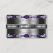 Carte De Visite Argent moderne avec dégradé violet et strass (Devant)
