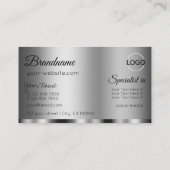 Carte De Visite Argent moderne brillant avec logo professionnel (Dos)