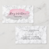 Carte De Visite Argent moderne élégant et planificatrice rose de (Devant / Derrière)