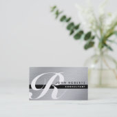 Carte De Visite Argent moderne élégant professionnel de monogramme (Debout devant)