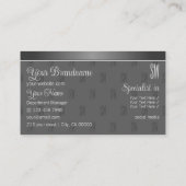 Carte De Visite Argent moderne et gris avec Initiales Professionne (Dos)