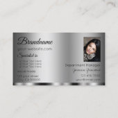 Carte De Visite Argent moderne glamour avec professionnel photo (Dos)