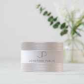 Carte De Visite Argent monogramme look élégant Modèle moderne (Debout devant)