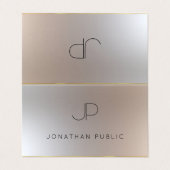 Carte De Visite Argent Monogramme Or moderne look élégant (Extérieur déplié)