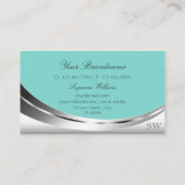 Carte De Visite Argent noble Turquoise avec diamant étincelant Mon (Dos)