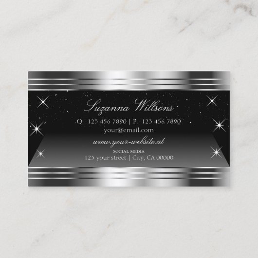 Carte De Visite Argent Noir Intelligent Frame Frontières Oeil Capt (Dos)