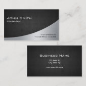 Carte De Visite Argent noir simple moderne élégant professionnel (Devant / Derrière)