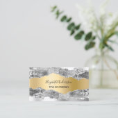 Carte De Visite Argent or agate marbre QR code photo (Debout devant)