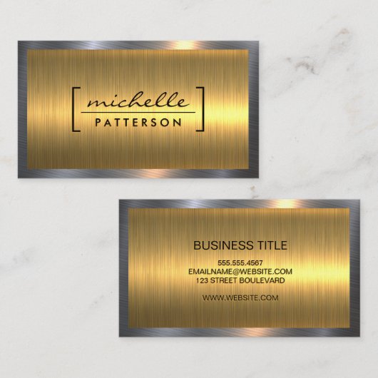 Carte De Visite Argent Or brillant métallique | Industriel (Devant / Derrière)