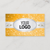 Carte De Visite Argent Parties scintillant orange étincelante Diam (Devant)