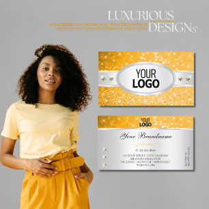 Carte De Visite Argent Parties scintillant orange étincelante Diam