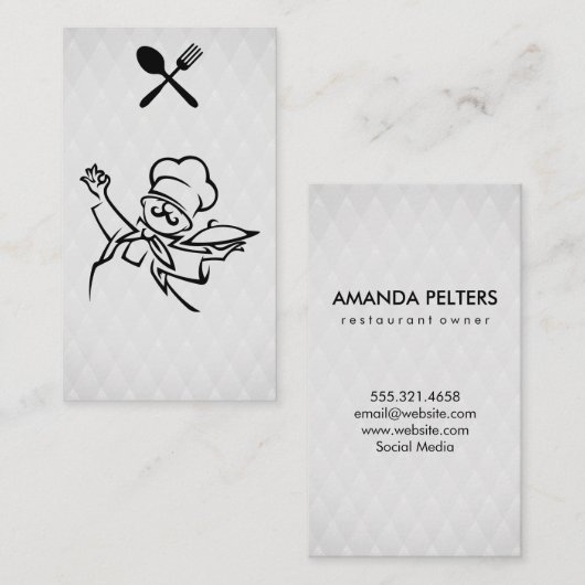 Carte De Visite Argent | Plateau de service chef (Devant / Derrière)