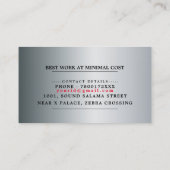 Carte De Visite Argent plombier certifié avec modèle de bande (Dos)