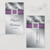 Carte De Visite Argent pourpre V de bijou d'organisateur de (Devant / Derrière)