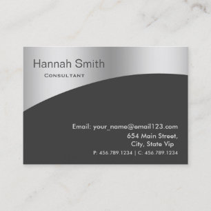 Carte De Visite Argent professionnel et gris métal élégant mode