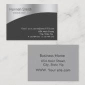 Carte De Visite Argent professionnel et gris métal élégant moderne (Devant / Derrière)