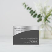 Carte De Visite Argent professionnel et gris métal élégant moderne (Debout devant)
