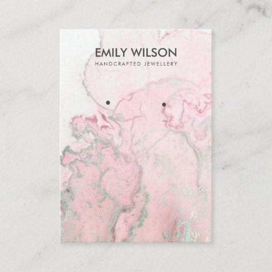 CARTE DE VISITE ARGENT ROSE AGATE BLUSH AGATE MARBRE EARRÊT AFFICH (Devant)