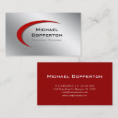 Carte De Visite Argent rouge de courbe de logo professionnel de (Devant / Derrière)