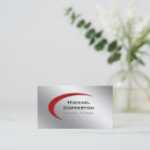 Carte De Visite Argent rouge de courbe de logo professionnel de (Debout devant)