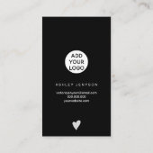 Carte De Visite Argent script coeur noir logo commander merci (Dos)