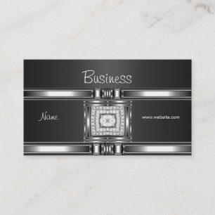 Carte de visite Argent sur Diamant Noir Grey Jewel