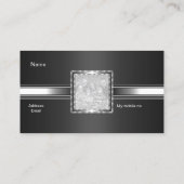 Carte de visite Argent sur Gris Noir Ajouter Logo  (Dos)