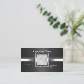 Carte de visite Argent sur Gris Noir Ajouter Logo  (Debout devant)
