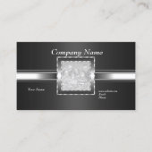 Carte de visite Argent sur Gris Noir Ajouter Logo  (Devant)
