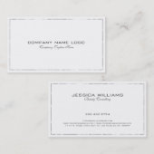 Carte De Visite Argent Tin Simple Et Moderne, Baigné De Blanc (Devant / Derrière)