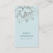 CARTE DE VISITE ARGENT TURQUOISE BLEU LOTUS SIMPLE REIKI SPIRITUEL (Devant)