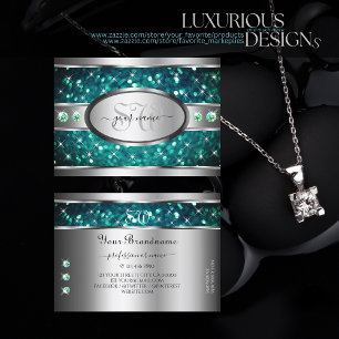 Carte De Visite Argent Turquoise Parties scintillant Rhinestones 