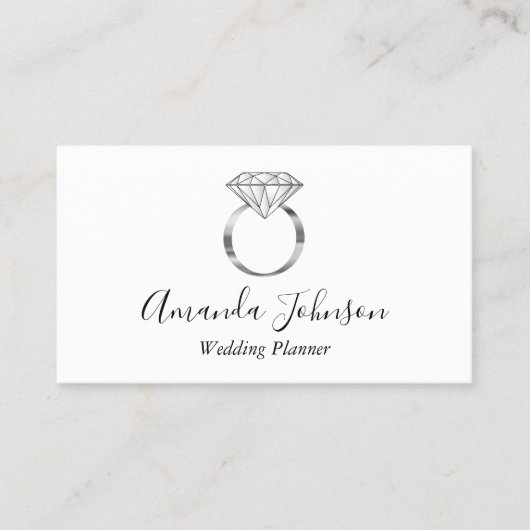 Carte De Visite Argent Wedding planner de bague diamant personnali (Devant)