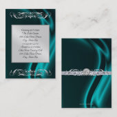 Carte de visite argenté en soie turquoise (Devant / Derrière)