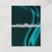 Carte de visite argenté en soie turquoise (Dos)