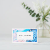 Carte de visite argenté rose de marbre d'aquarelle (Debout devant)