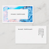 Carte de visite argenté rose de marbre d'aquarelle (Devant / Derrière)