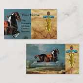 CARTE DE VISITE ARGUMENT DE CHEVAL "OR CADUCEUS VÉTÉRINAIRE SYMBOL (Devant / Derrière)