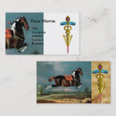 CARTE DE VISITE ARGUMENT DE CHEVAL "OR CADUCEUS VÉTÉRINAIRE SYMBOL (Devant / Derrière)