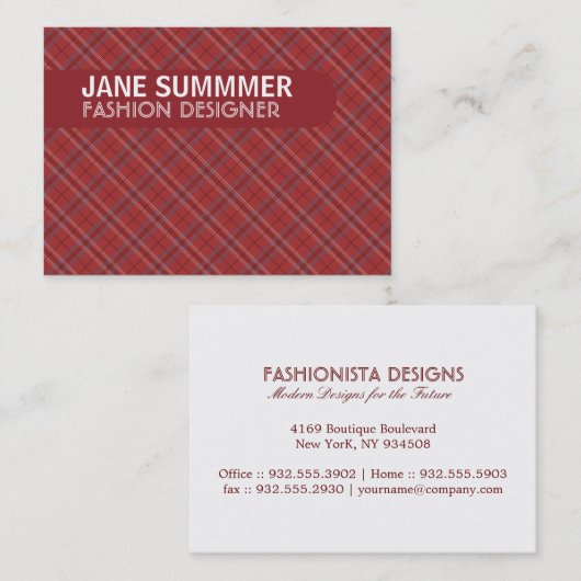 Carte De Visite Argyle design (Devant / Derrière)