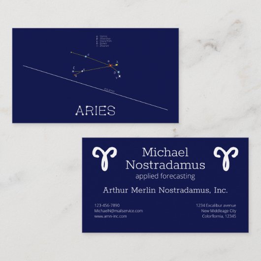 Carte De Visite Aries de Zodiac Constellation (Devant / Derrière)