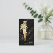 Carte De Visite *~* ARIES Zodiac Astrologie Lecture Gold & Black (Debout devant)