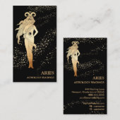 Carte De Visite *~* ARIES Zodiac Astrologie Lecture Gold & Black (Devant / Derrière)