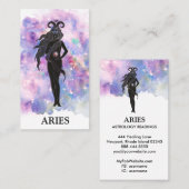 Carte De Visite *~* ARIES Zodiac Astrologie Lectures Bleu rose (Devant / Derrière)