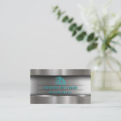 Carte De Visite Armature en métal à main brossé industriel (Debout devant)