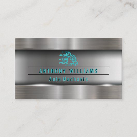 Carte De Visite Armature en métal à main brossé industriel (Devant)