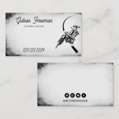 Carte De Visite Arme de tatouage noir et blanc élégant (Devant / Derrière)