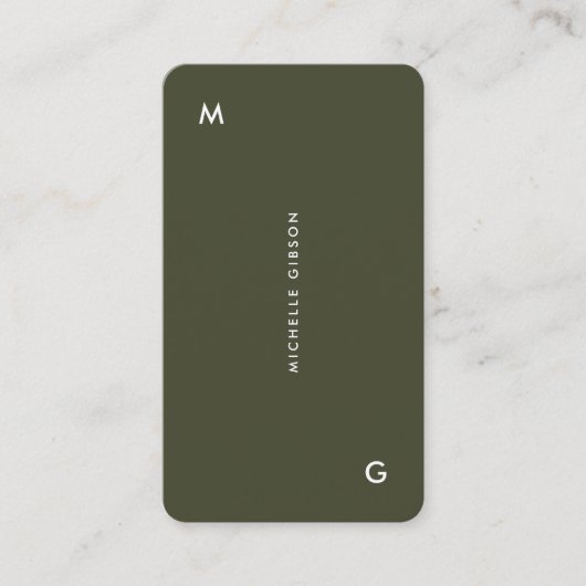 Carte De Visite Armée professionnelle moderne Vert simple (Devant)