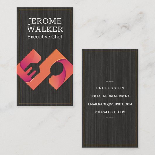 Carte De Visite Armoire culinaire | Texture noire (Devant / Derrière)