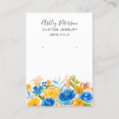 Carte De Visite Armoire d'oreille à bijoux fleuris jaune bleu (Devant)